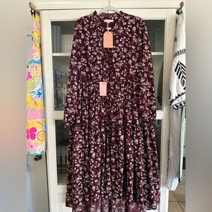 Ivy City Co Purple Tiered Sundress with Bishop Sleeves